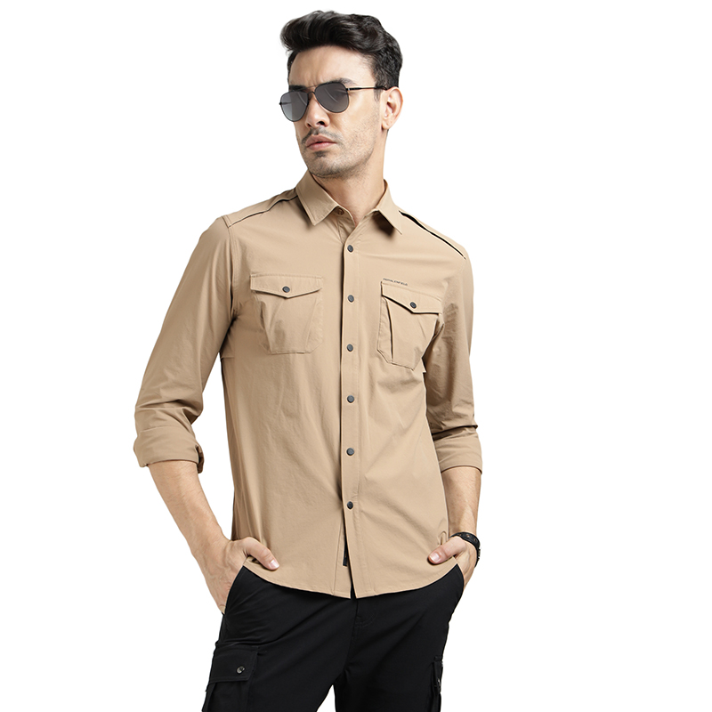 더블 포켓 퍼포먼스 카키 셔츠